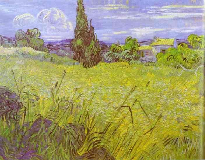 Vincent van Gogh Green Wheat Field with Cypress. Saint-Remy